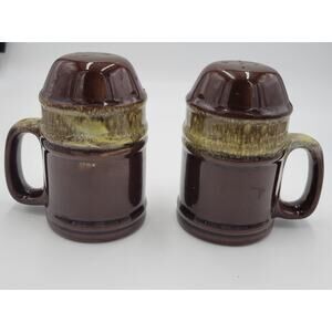 Kitchen Accessory One Size Brown Glazed Ceramic Salt and Pepper Shakers